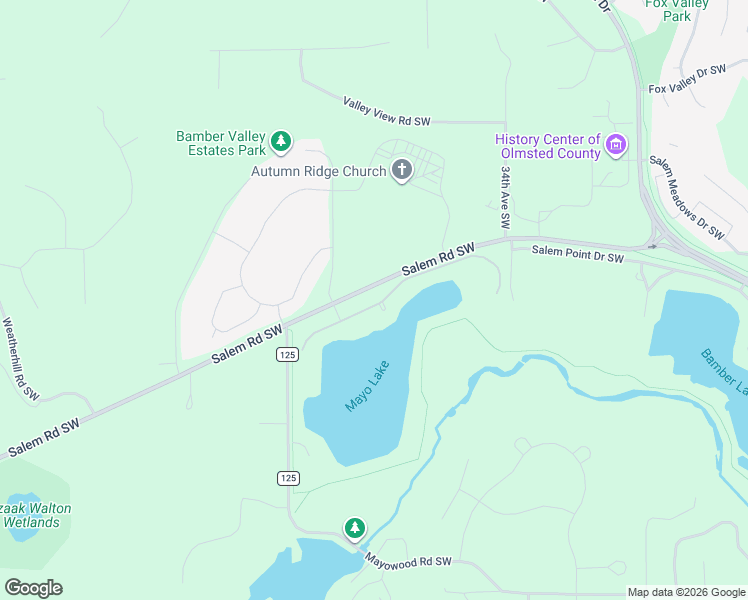map of restaurants, bars, coffee shops, grocery stores, and more near 3770 Salem Road Southwest in Rochester