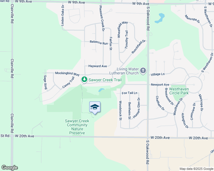map of restaurants, bars, coffee shops, grocery stores, and more near 3070 Sawyer Creek Drive in Oshkosh