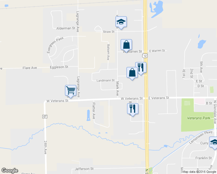 map of restaurants, bars, coffee shops, grocery stores, and more near 530 Kozarek Avenue in Tomah