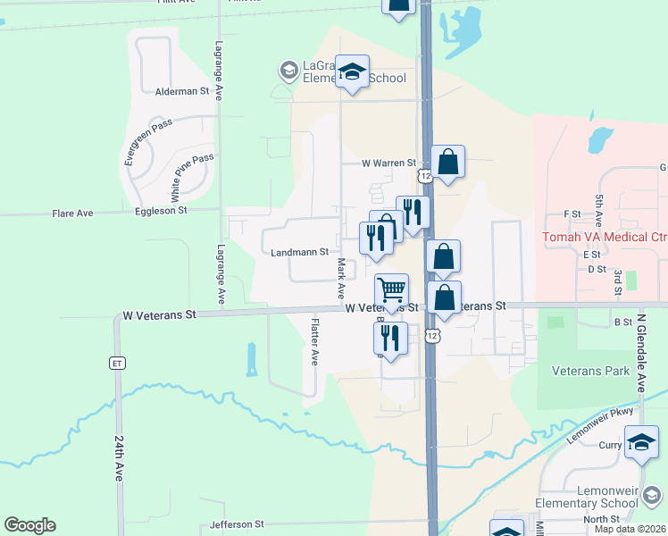 map of restaurants, bars, coffee shops, grocery stores, and more near 523 Landmann Street in Tomah