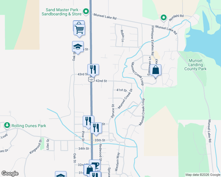 map of restaurants, bars, coffee shops, grocery stores, and more near 2021 41st Street in Florence