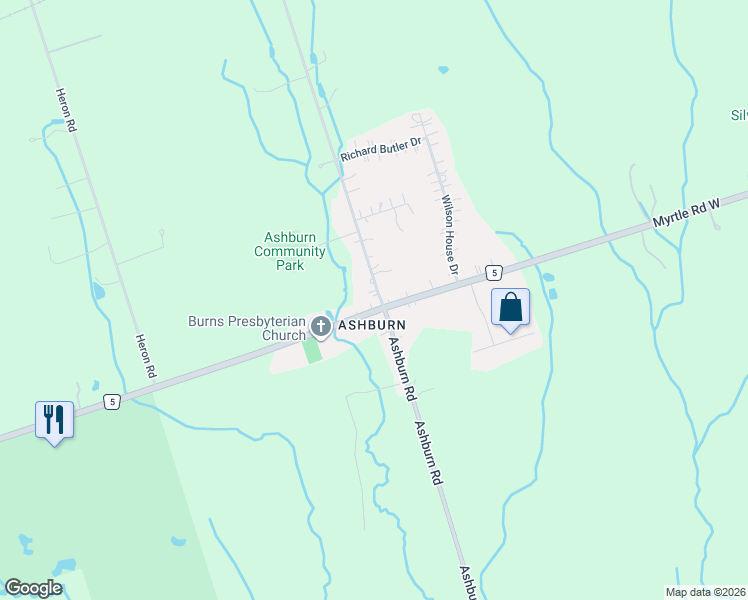 map of restaurants, bars, coffee shops, grocery stores, and more near 700 Myrtle Road West in Whitby