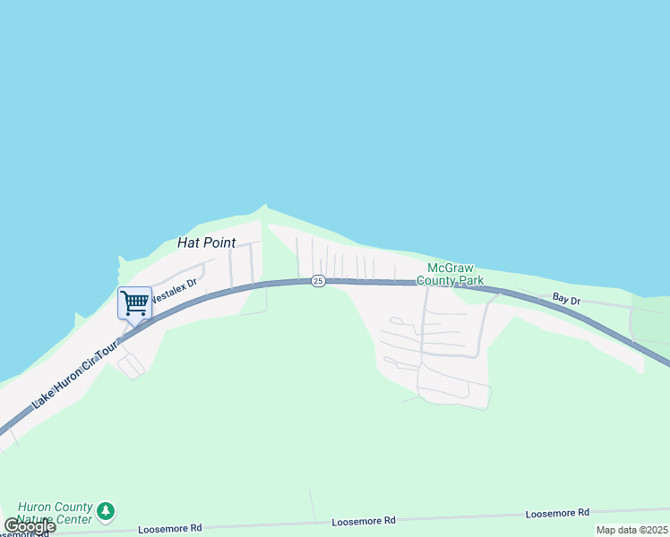 map of restaurants, bars, coffee shops, grocery stores, and more near 3114 Port Austin Road in Port Austin