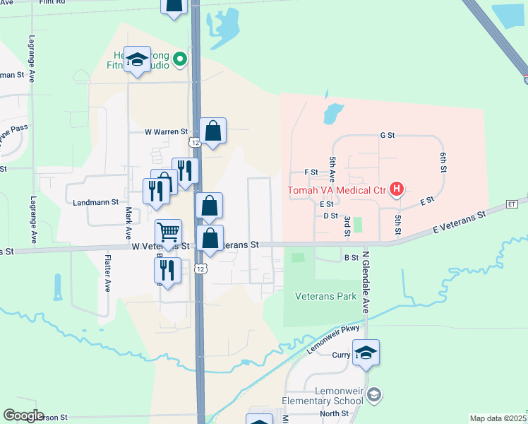 map of restaurants, bars, coffee shops, grocery stores, and more near 1125 Grandview Avenue in Tomah