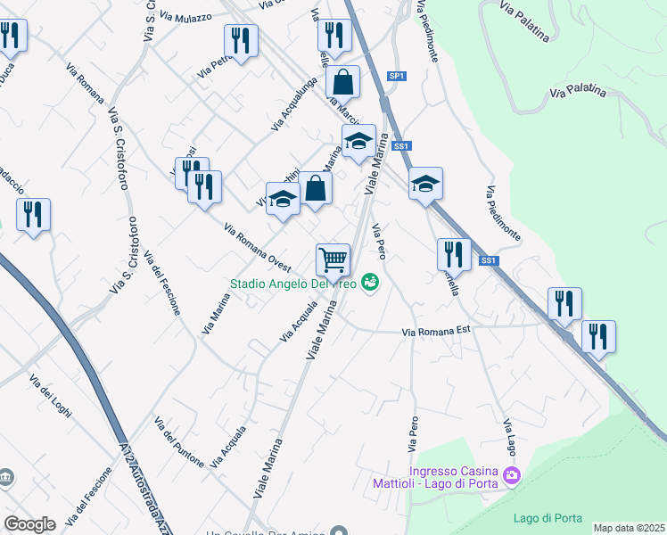 map of restaurants, bars, coffee shops, grocery stores, and more near 12 Via Acquala in Capanne-prato-cinquale