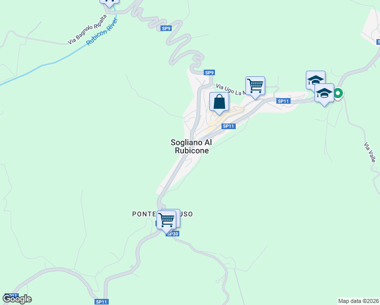 map of restaurants, bars, coffee shops, grocery stores, and more near 5 Via della Resistenza in Sogliano Al Rubicone