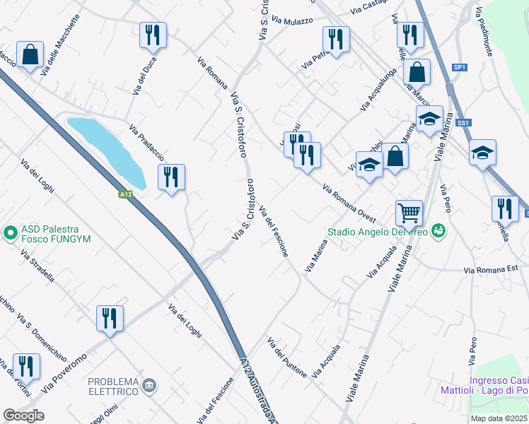 map of restaurants, bars, coffee shops, grocery stores, and more near 2 Via del Fescione in Massa