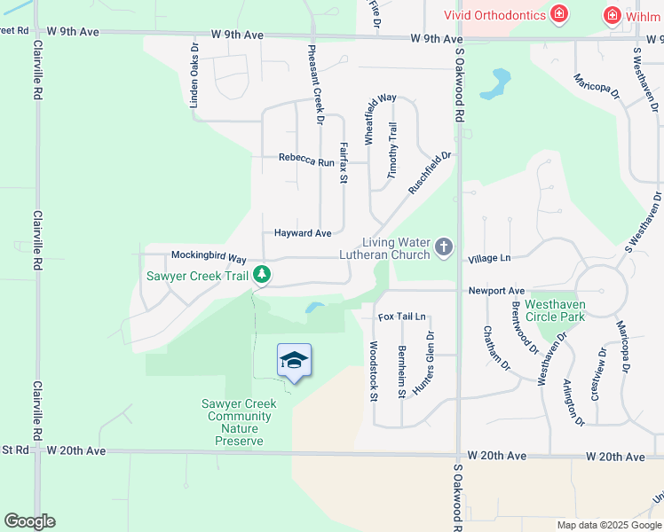 map of restaurants, bars, coffee shops, grocery stores, and more near 3070 Sawyer Creek Drive in Oshkosh