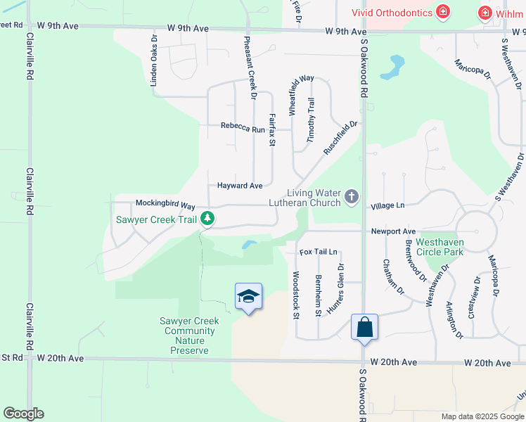 map of restaurants, bars, coffee shops, grocery stores, and more near 3070 Sawyer Creek Drive in Oshkosh