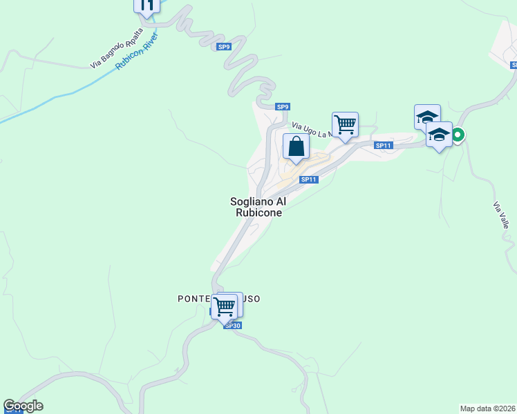 map of restaurants, bars, coffee shops, grocery stores, and more near 5 Via della Resistenza in Sogliano Al Rubicone