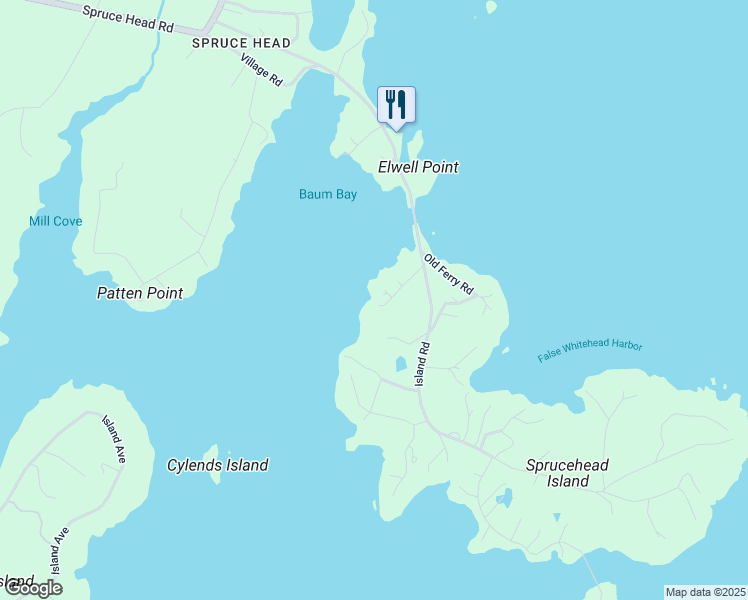 map of restaurants, bars, coffee shops, grocery stores, and more near 39 Wharf Street in South Thomaston