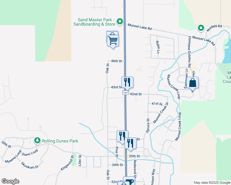 map of restaurants, bars, coffee shops, grocery stores, and more near 4325 U.S. 101 in Florence