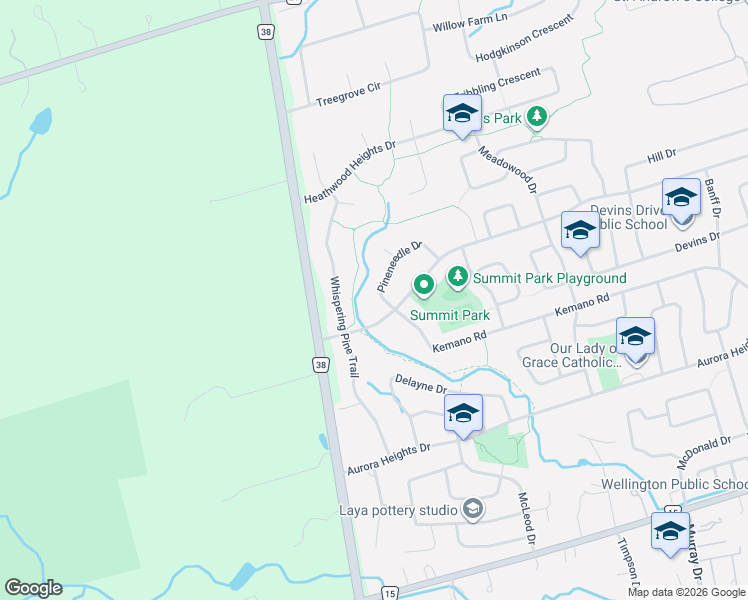 map of restaurants, bars, coffee shops, grocery stores, and more near 46 Pineneedle Drive in Aurora