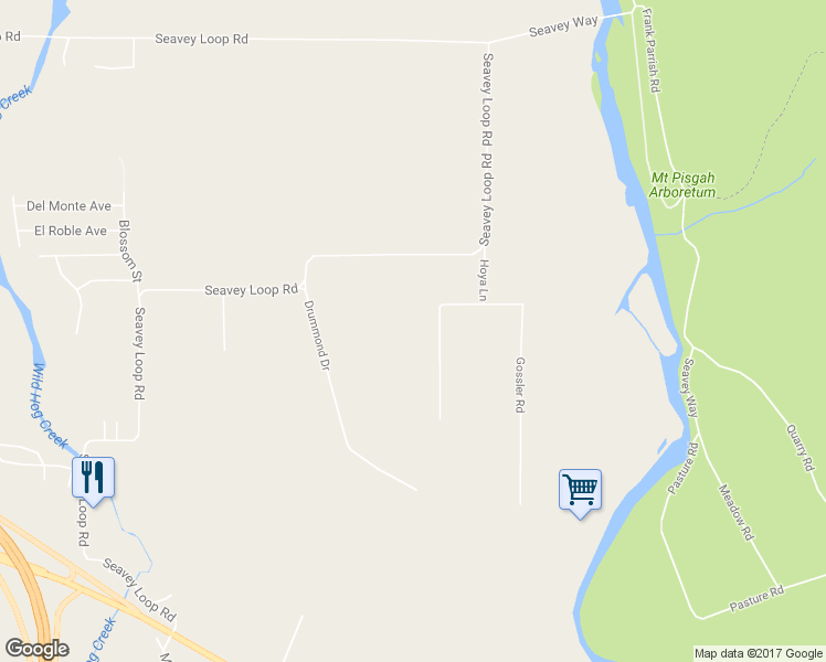 map of restaurants, bars, coffee shops, grocery stores, and more near 86160 Hoya Lane in Eugene