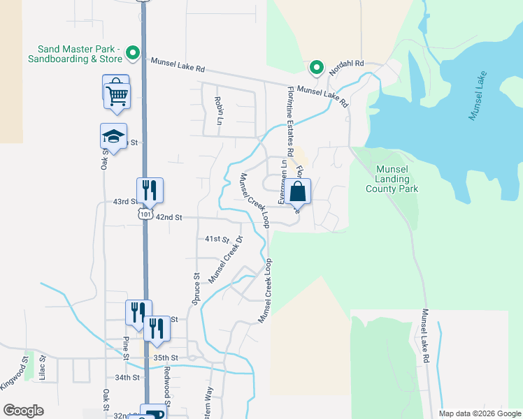 map of restaurants, bars, coffee shops, grocery stores, and more near 249 Munsel Creek Loop in Florence