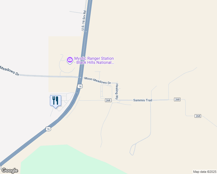 map of restaurants, bars, coffee shops, grocery stores, and more near Healing Way in Rapid City