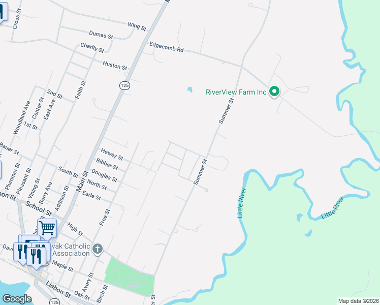 map of restaurants, bars, coffee shops, grocery stores, and more near 3 Jordan Drive in Lisbon