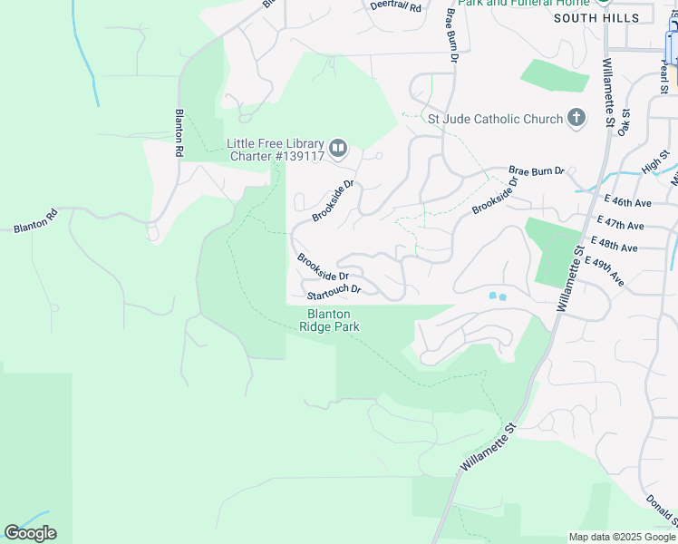map of restaurants, bars, coffee shops, grocery stores, and more near 651 Brookside Drive in Eugene