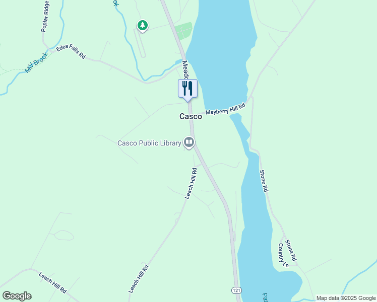 map of restaurants, bars, coffee shops, grocery stores, and more near 7 Leach Hill Road in Casco