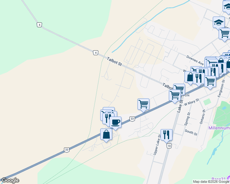 map of restaurants, bars, coffee shops, grocery stores, and more near 79 George Wright Boulevard in Prince Edward County