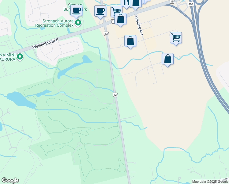 map of restaurants, bars, coffee shops, grocery stores, and more near 15036 Leslie Street in Aurora