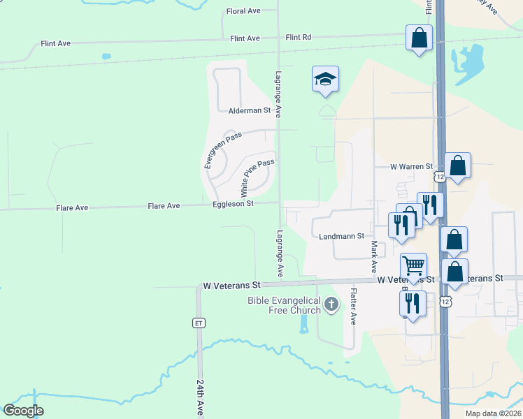 map of restaurants, bars, coffee shops, grocery stores, and more near 812 Eggleson Street in Tomah