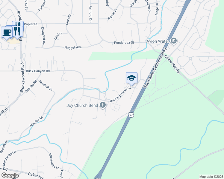 map of restaurants, bars, coffee shops, grocery stores, and more near 19850 Rocking Horse Road in Bend