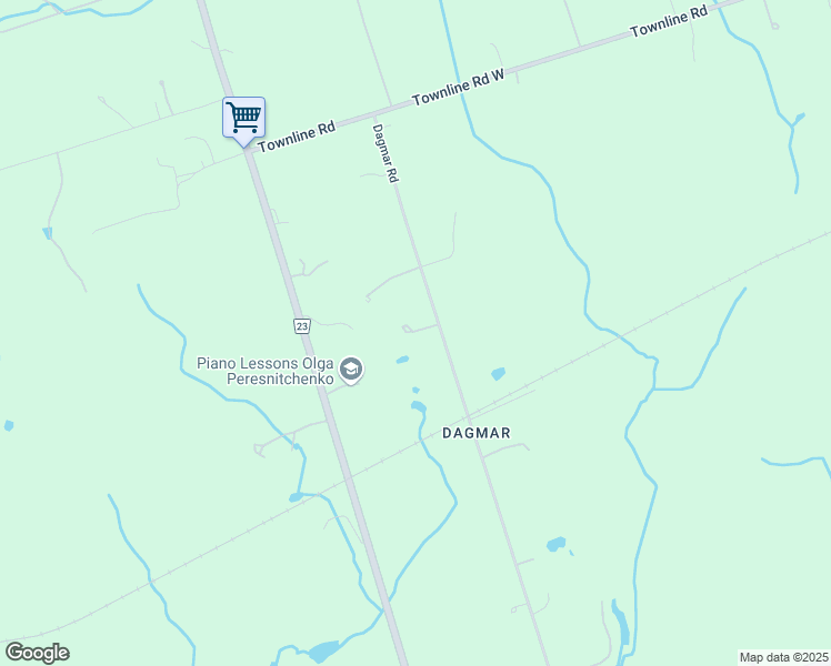map of restaurants, bars, coffee shops, grocery stores, and more near 9640 Dagmar Road in Whitby