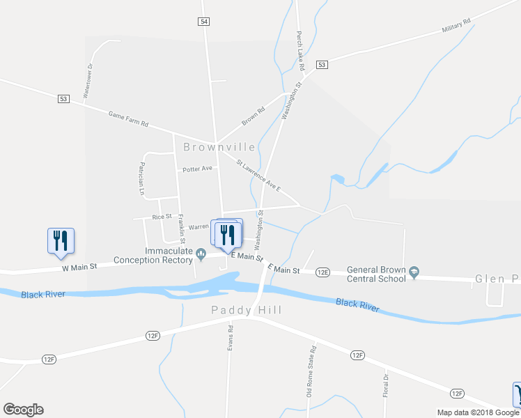 map of restaurants, bars, coffee shops, grocery stores, and more near 198 Pike Street in Watertown