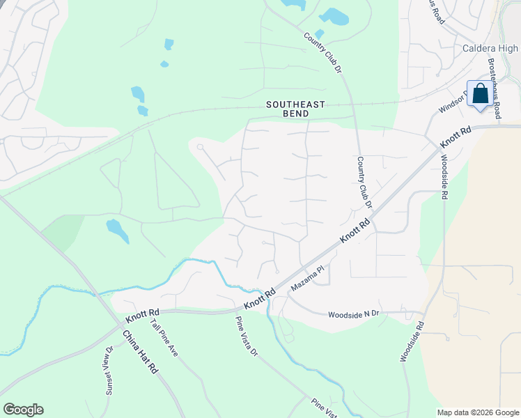 map of restaurants, bars, coffee shops, grocery stores, and more near 20405 Big Bear Court in Bend
