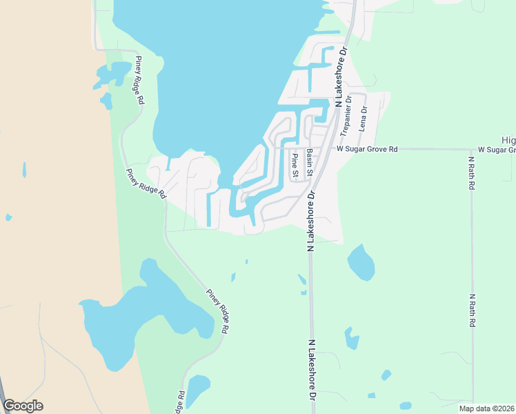 map of restaurants, bars, coffee shops, grocery stores, and more near 7350 White Swan Lane in Ludington