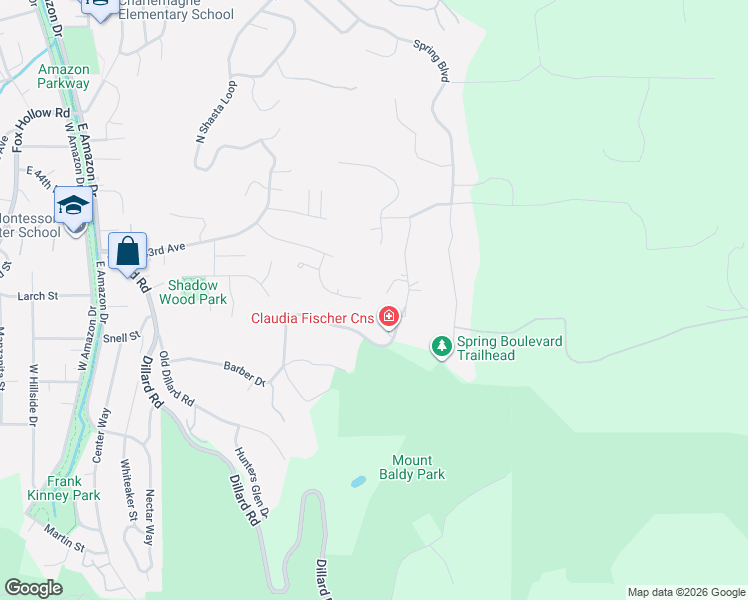 map of restaurants, bars, coffee shops, grocery stores, and more near 2029 Why Worry Lane in Eugene