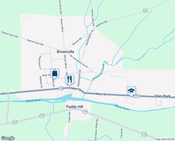 map of restaurants, bars, coffee shops, grocery stores, and more near 211 Pike Street in Watertown