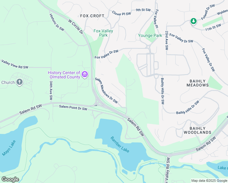 map of restaurants, bars, coffee shops, grocery stores, and more near 3035 Salem Meadows Drive Southwest in Rochester
