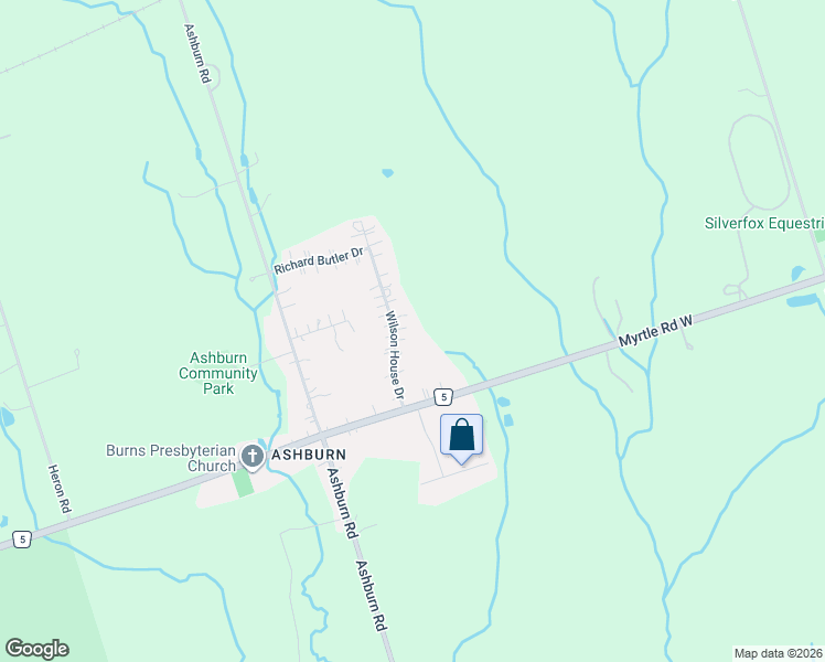 map of restaurants, bars, coffee shops, grocery stores, and more near 19 Wilson House Drive in Whitby