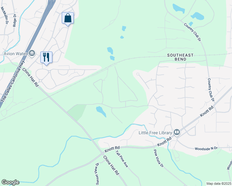 map of restaurants, bars, coffee shops, grocery stores, and more near 60737 Willow Creek Loop in Bend