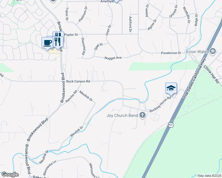 map of restaurants, bars, coffee shops, grocery stores, and more near 19723 Buck Canyon Road in Bend