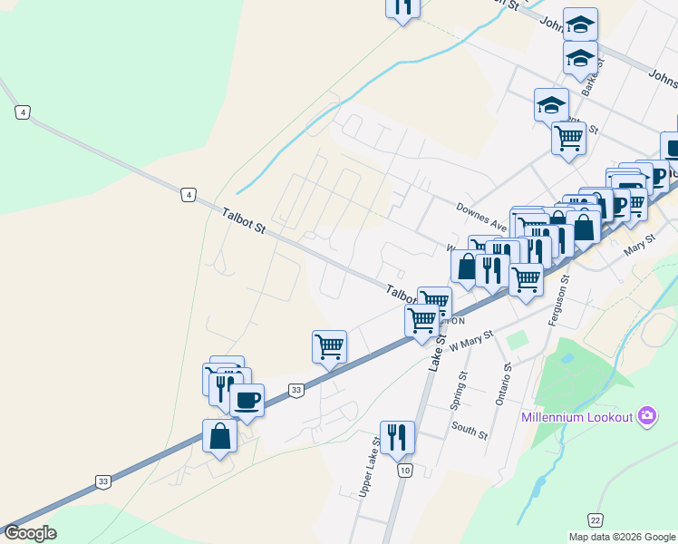 map of restaurants, bars, coffee shops, grocery stores, and more near 2 Argyle Crescent in Prince Edward
