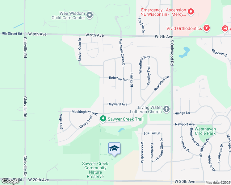 map of restaurants, bars, coffee shops, grocery stores, and more near 1390 Judy Lee Court in Oshkosh