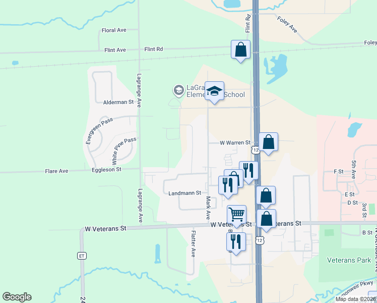 map of restaurants, bars, coffee shops, grocery stores, and more near 1230 Balsam Avenue in Tomah