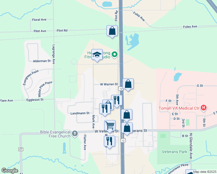 map of restaurants, bars, coffee shops, grocery stores, and more near 120 West Warren Street in Tomah