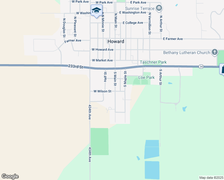 map of restaurants, bars, coffee shops, grocery stores, and more near 601-667 South Main Street in Howard