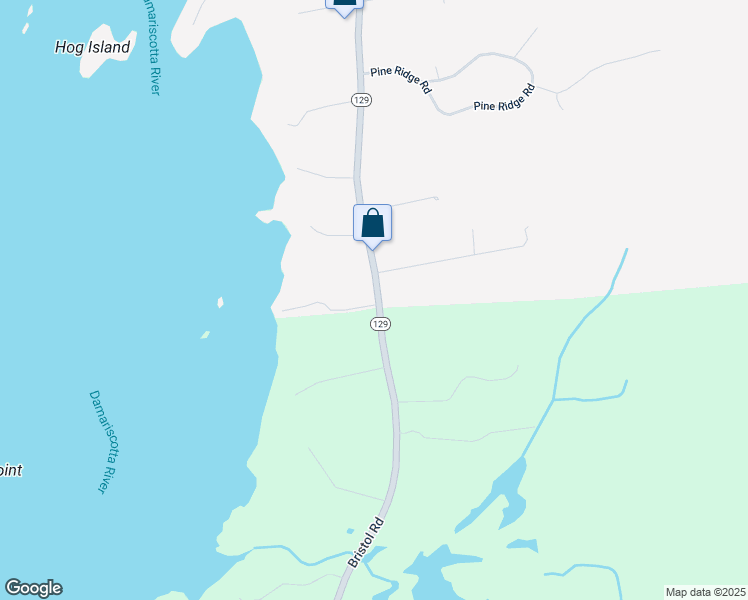 map of restaurants, bars, coffee shops, grocery stores, and more near 353 Bristol Road in Damariscotta