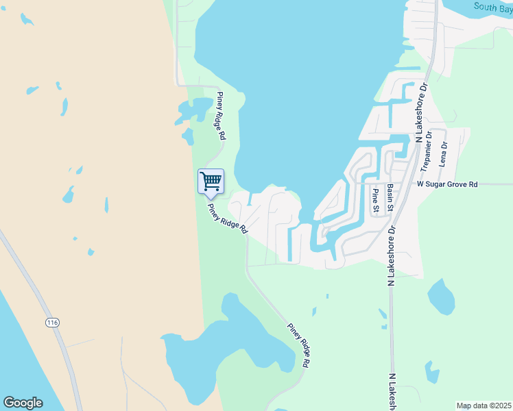 map of restaurants, bars, coffee shops, grocery stores, and more near 2670 Piney Ridge Road in Ludington