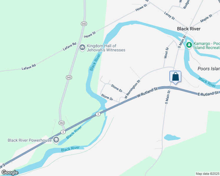 map of restaurants, bars, coffee shops, grocery stores, and more near 100 Huntington Street in Black River