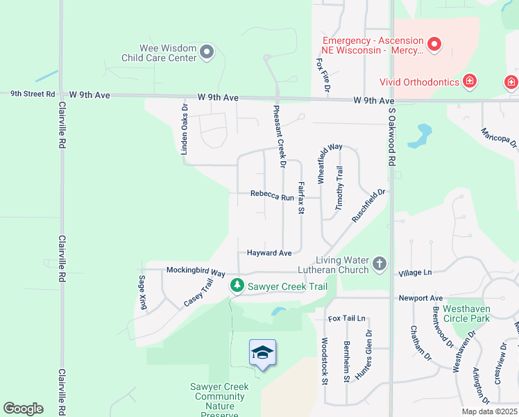 map of restaurants, bars, coffee shops, grocery stores, and more near 1390 Judy Lee Court in Oshkosh