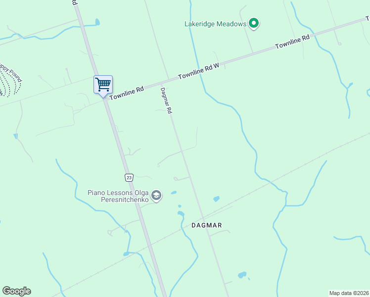 map of restaurants, bars, coffee shops, grocery stores, and more near 9805 Dagmar Road in Whitby