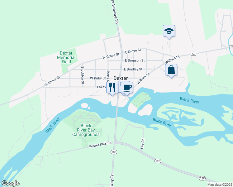map of restaurants, bars, coffee shops, grocery stores, and more near 200 Water Street in Watertown