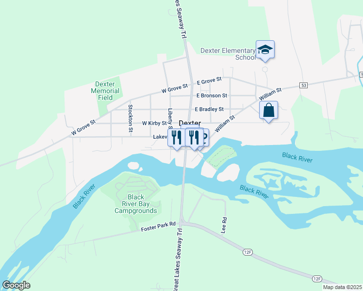 map of restaurants, bars, coffee shops, grocery stores, and more near 200 Water Street in Watertown