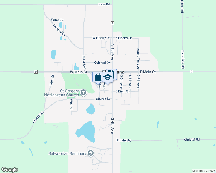 map of restaurants, bars, coffee shops, grocery stores, and more near in Saint Nazianz